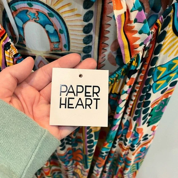Paper Heart Anthropologie Aztec Sunrise Open Back Maxi Dress Size XL - Picture 5 of 7